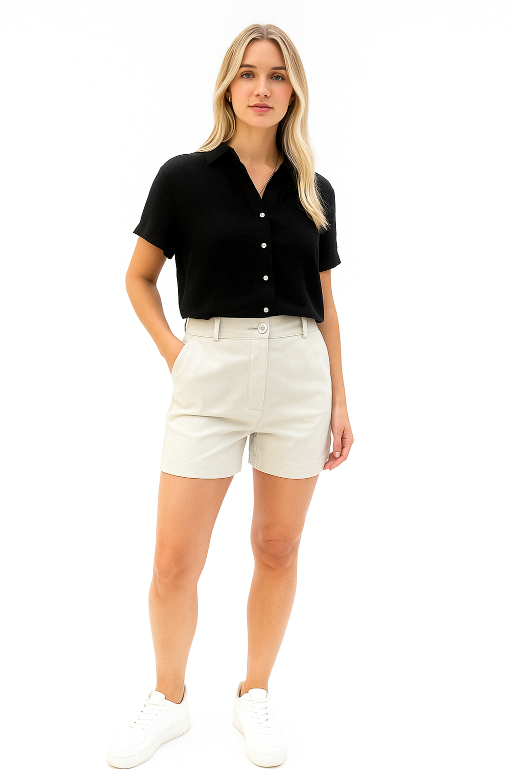 Camisa Botones Dorados Negra